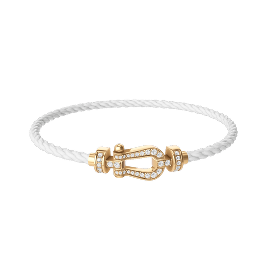 Fred Force 10 Medium Yellow Gold and Diamond Pavé Cable Fred Force 10 Medium Yellow Gold and Diamond Pavé Cable
